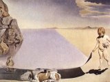 Contemporary Age Paintings and Prints - Dali at The Age of Six When He Thought He Was a Girl Lifting The Skin of The Water to See The by Salvador Dali