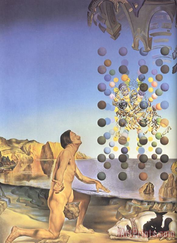 Dali Nude in Contemplation Before The Five Regular Bodies painting - Salvador Dali Dali Nude in Contemplation Before The Five Regular Bodies Art Print