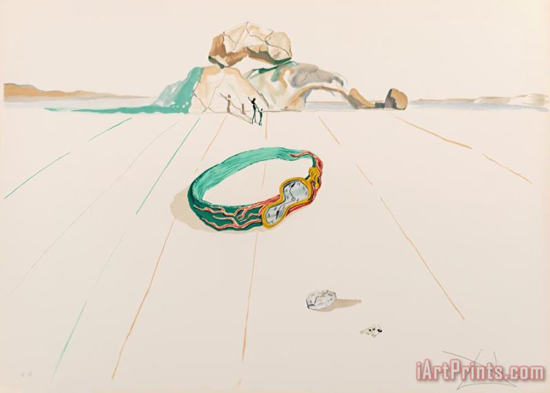 Desert Bracelet, From Time, 1976 painting - Salvador Dali Desert Bracelet, From Time, 1976 Art Print