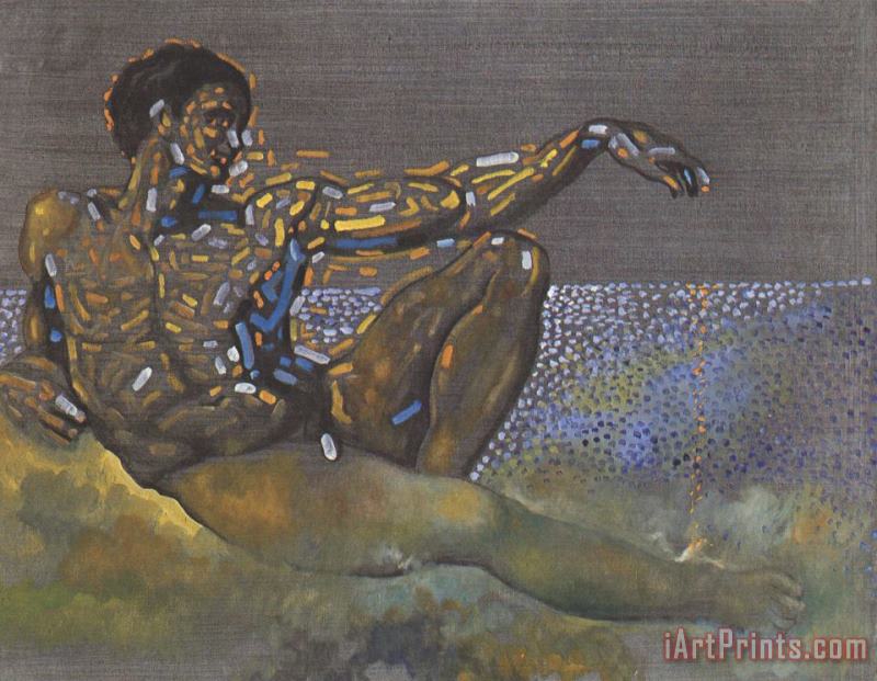 Figure Inspired by The Adam of The Ceiling of The Sistine Chapel painting - Salvador Dali Figure Inspired by The Adam of The Ceiling of The Sistine Chapel Art Print