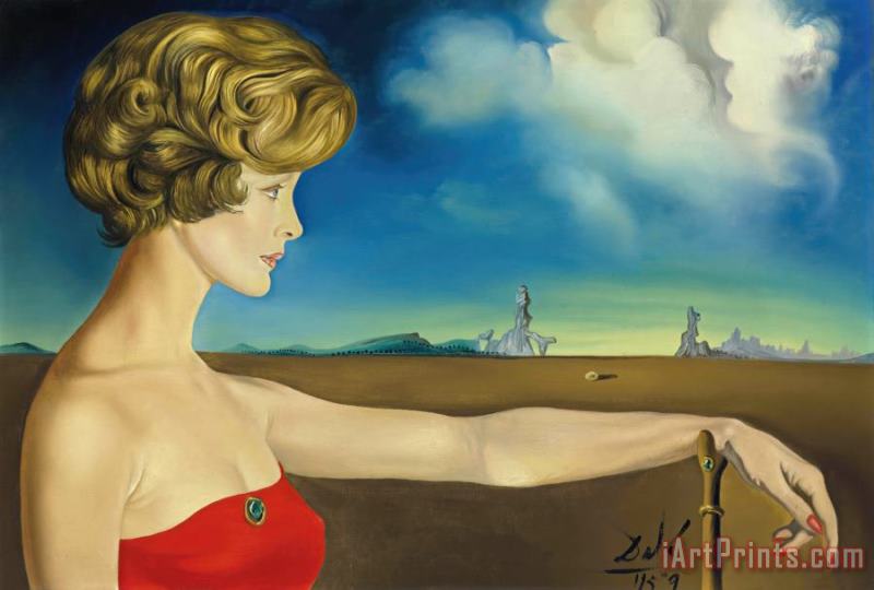 Jeune Femme Dans Un Paysage, 1959 painting - Salvador Dali Jeune Femme Dans Un Paysage, 1959 Art Print