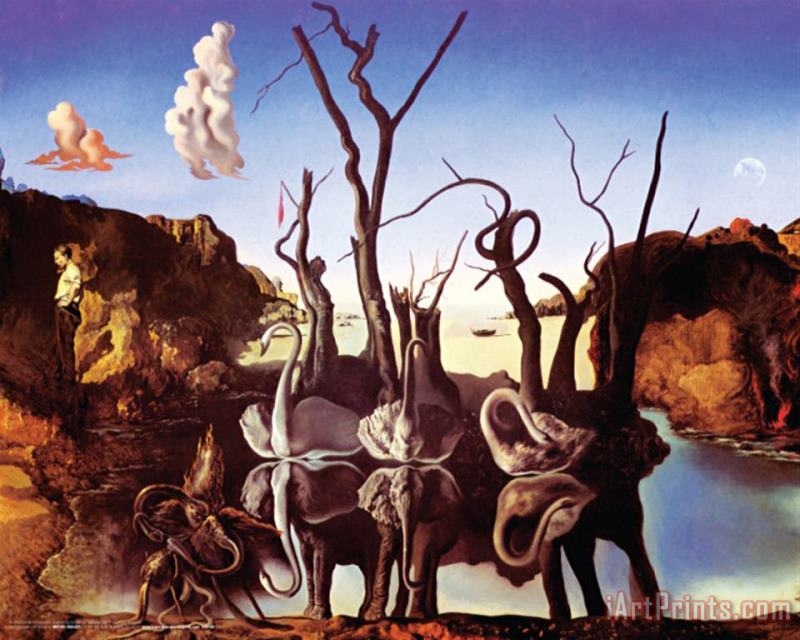 Salvador Dali Reflection of Elephants Art Print