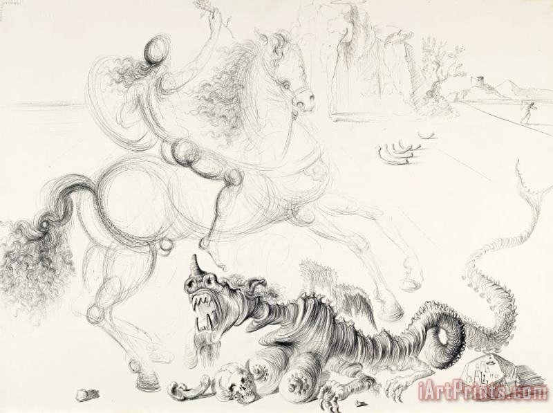Salvador Dali Saint Georges Et Le Dragon, 1962 Art Painting