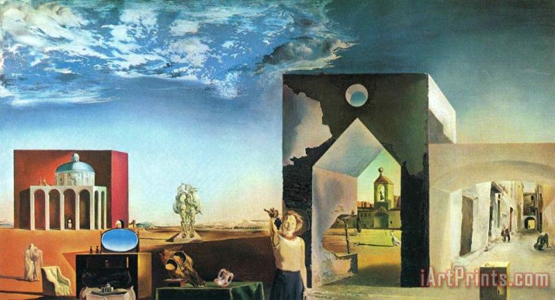 Suburbs of a Paranoiac Critical Town Afternoon on The Outskirts of European History 1936 painting - Salvador Dali Suburbs of a Paranoiac Critical Town Afternoon on The Outskirts of European History 1936 Art Print