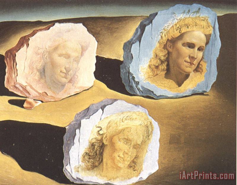 Three Apparitions of The Visage of Gala painting - Salvador Dali Three Apparitions of The Visage of Gala Art Print