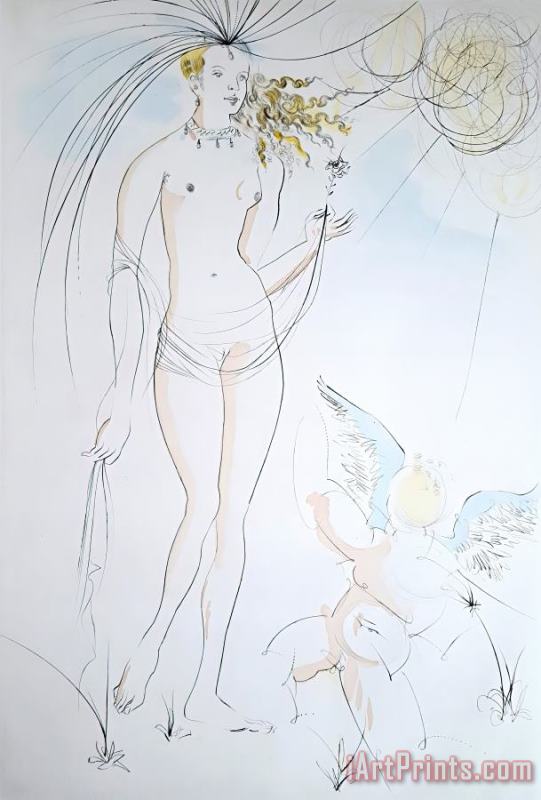 Salvador Dali Venus Et L'amour (venus And Cupid), 1971 Art Painting