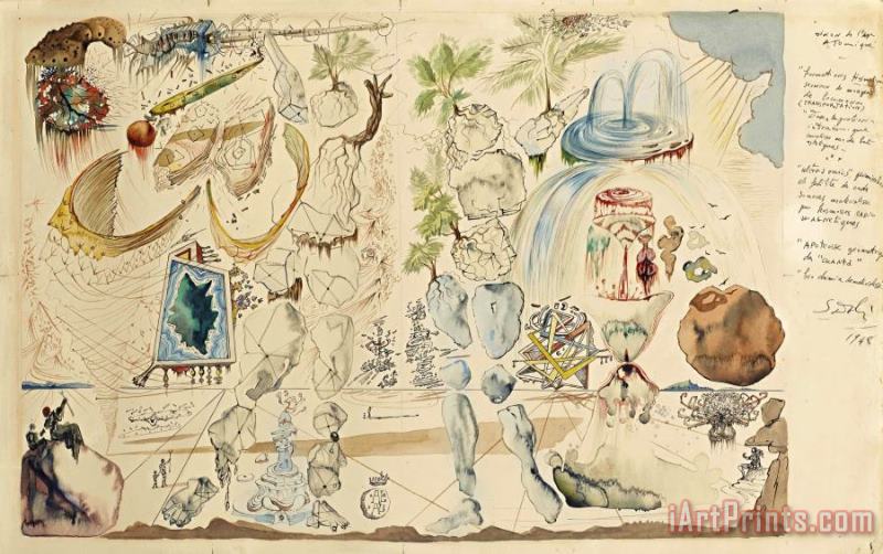 Salvador Dali Vision De L'age Atomique, 1948 Art Painting