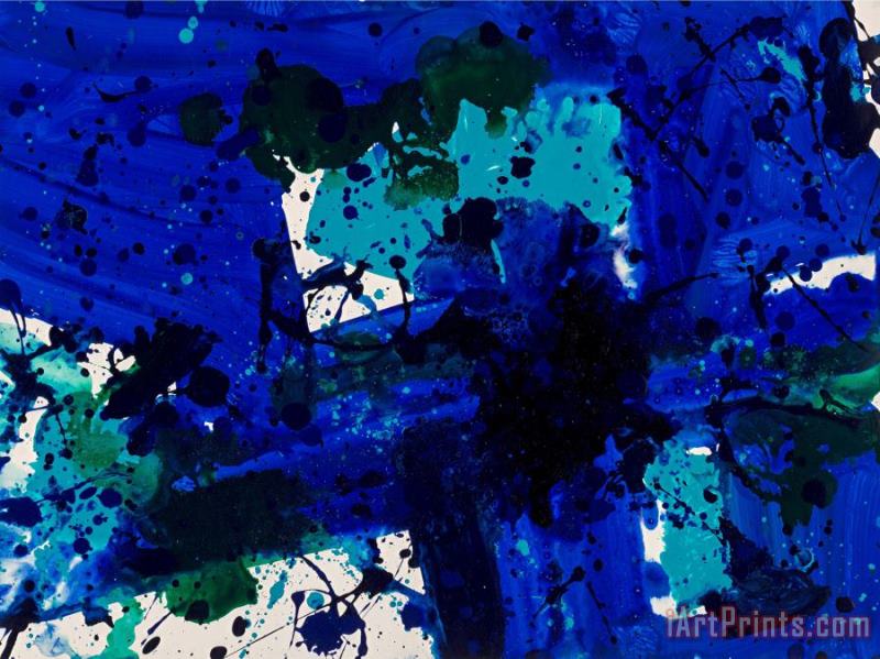 Blue Cross, 1979 (sf79 322) painting - Sam Francis Blue Cross, 1979 (sf79 322) Art Print