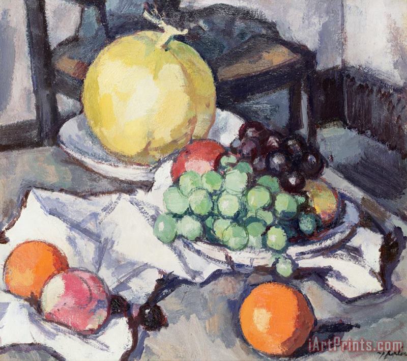 Still Life with Melons and Grapes painting - Samuel John Peploe Still Life with Melons and Grapes Art Print