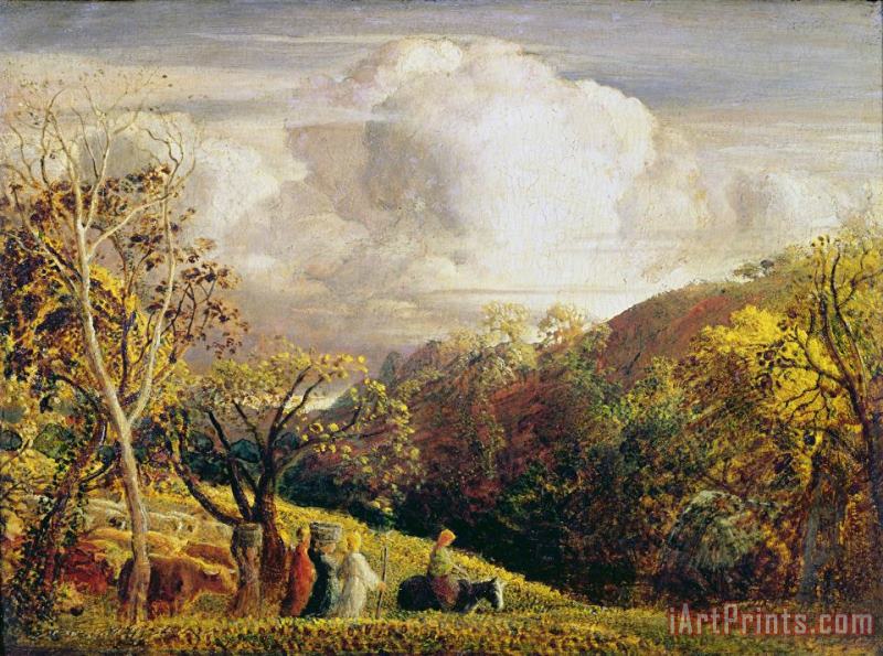 Samuel Palmer Landscape figures and cattle Art Print