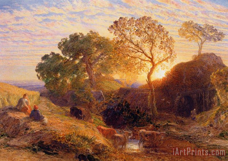 Sunset painting - Samuel Palmer Sunset Art Print