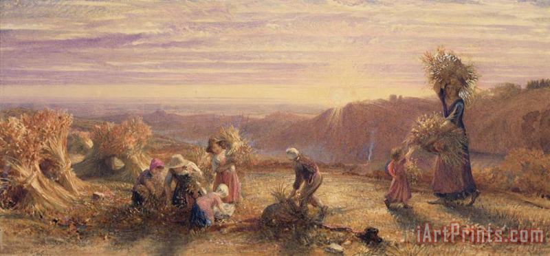 Sunset over the Gleaning Fields painting - Samuel Palmer Sunset over the Gleaning Fields Art Print