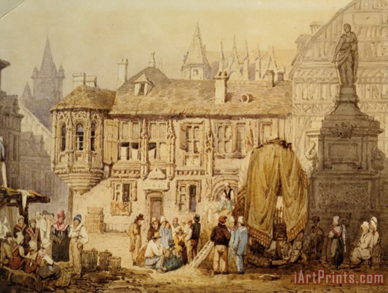 Samuel Prout A View of La Place De La Pucelle Rouen Art Painting