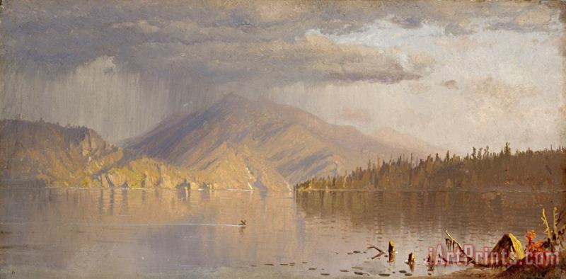 Lake Scene (possibly: a Rainy Day on Lake Kenogamy), C. 1878 painting - Sanford Robinson Gifford Lake Scene (possibly: a Rainy Day on Lake Kenogamy), C. 1878 Art Print