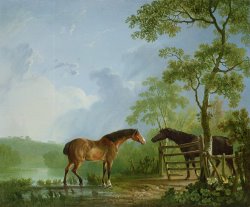 Sawrey Gilpin Mare and Stallion in a Landscape