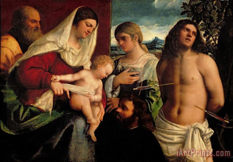 Sebastiano de Piombo Sacra Conversatione with SS Catherine Sebastian and Holy Family Art Print