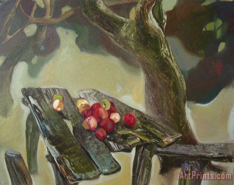 Fallen apples painting - Sergey Ignatenko Fallen apples Art Print