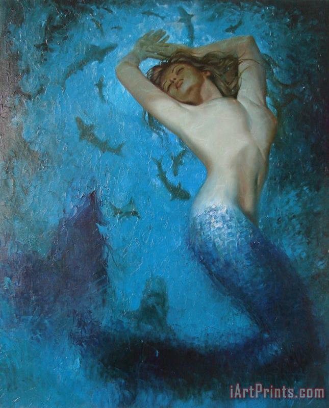 Mermaid painting - Sergey Ignatenko Mermaid Art Print