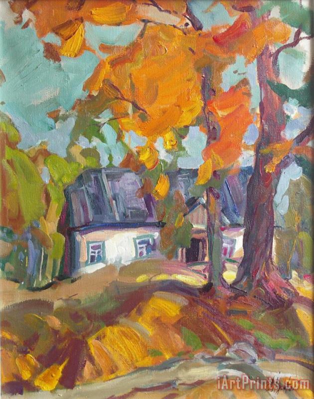 The house in Chervonka village painting - Sergey Ignatenko The house in Chervonka village Art Print