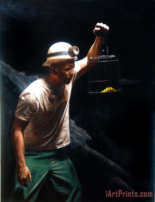 Shaun Downey The Miner And The Canary Art Print