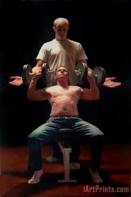 The Weightlifters painting - Shaun Downey The Weightlifters Art Print