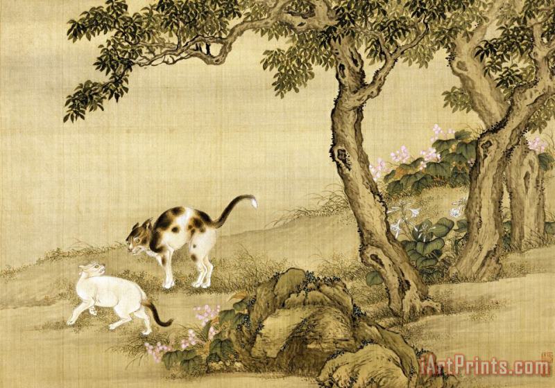 Shen Nanpin Album of Birds And Animals (cats) Art Painting