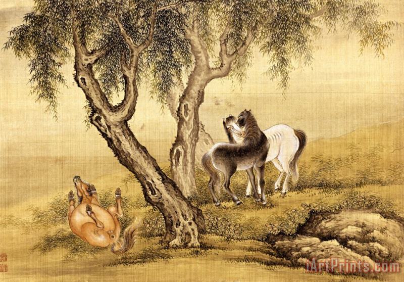 Shen Nanpin Album of Birds And Animals (horses) Art Print