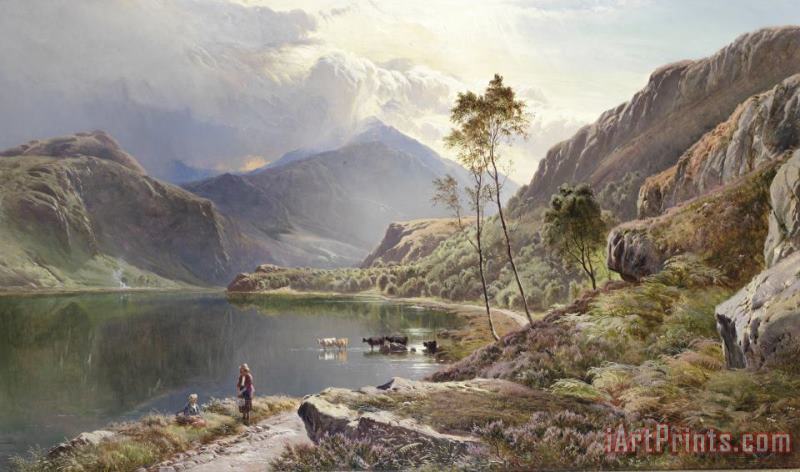 Sidney Richard Percy Llyn Y Ddinas, North Wales Art Painting