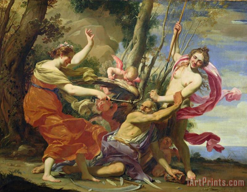 Simon Vouet Time Overcome by Youth and Beauty Art Print