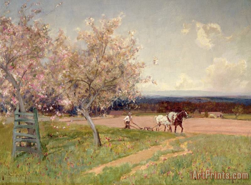 Sir Alfred East Ploughing Art Painting