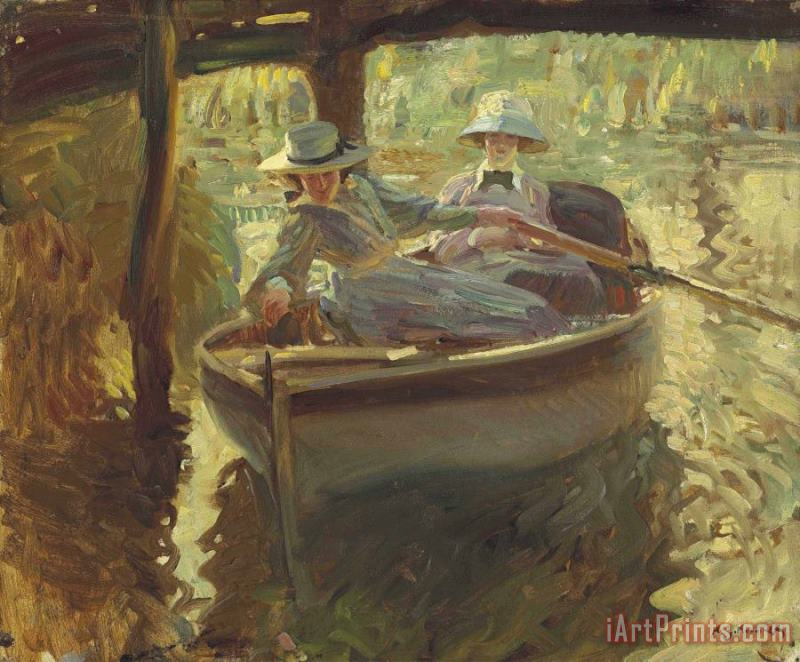 Idle Moments; Or The Boathouse, 1906 painting - Sir Alfred James Munnings Idle Moments; Or The Boathouse, 1906 Art Print