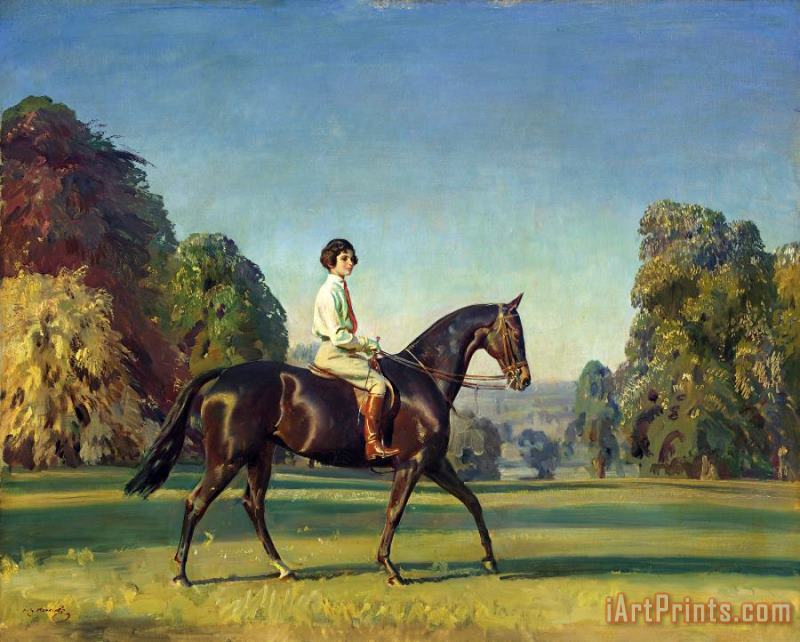 Millicent Baron on 'magpie' painting - Sir Alfred James Munnings Millicent Baron on 'magpie' Art Print