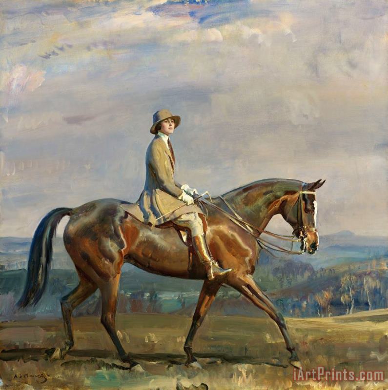 Portrait of Mrs Margaretta Park Frew Riding painting - Sir Alfred James Munnings Portrait of Mrs Margaretta Park Frew Riding Art Print