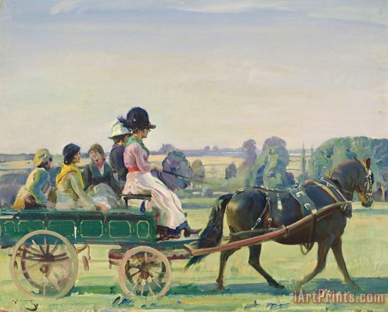 Sir Alfred James Munnings The Green Waggon Art Painting