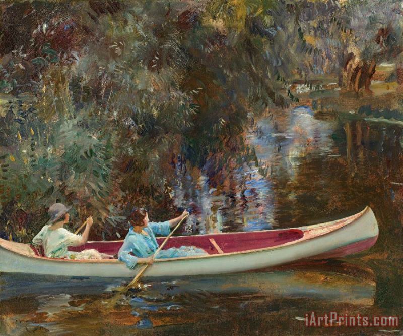 The White Canoe painting - Sir Alfred James Munnings The White Canoe Art Print