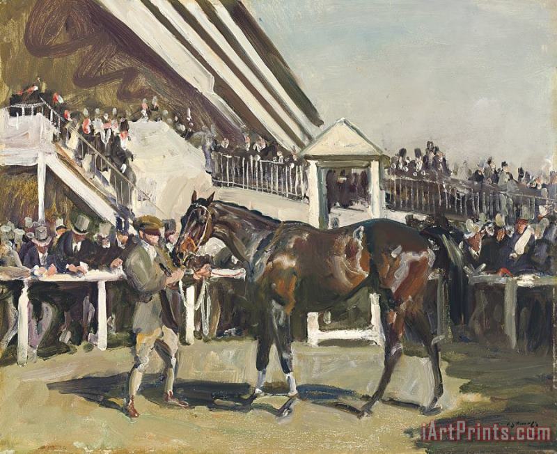 Sir Alfred James Munnings Unsaddling at Epsom, a Study Art Painting