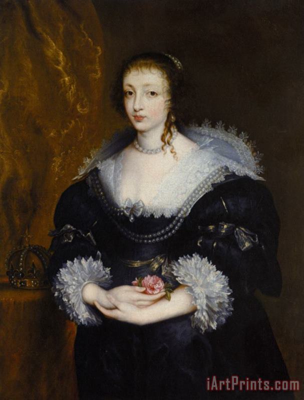 Portrait of Queen Henrietta Maria painting - Sir Antony Van Dyck Portrait of Queen Henrietta Maria Art Print