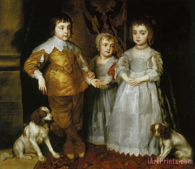 Portrait of The Three Eldest Children of Charles I painting - Sir Antony Van Dyck Portrait of The Three Eldest Children of Charles I Art Print