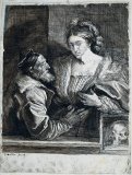 Portrait of a Young Woman of The Fortesque Family of Devon Paintings - Titian's Self Portrait with a Young Woman by Sir Antony Van Dyck