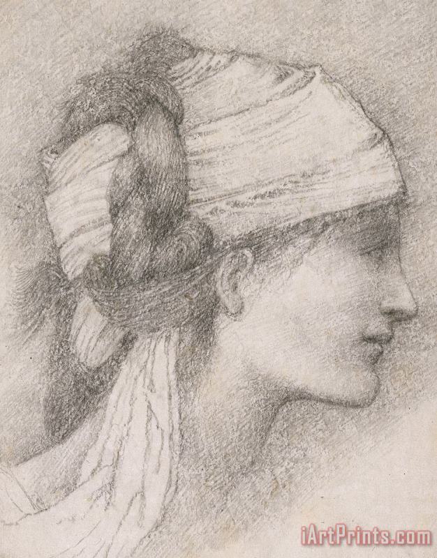 Study Of A Female Head To The Right painting - Sir Edward Coley Burne-Jones Study Of A Female Head To The Right Art Print