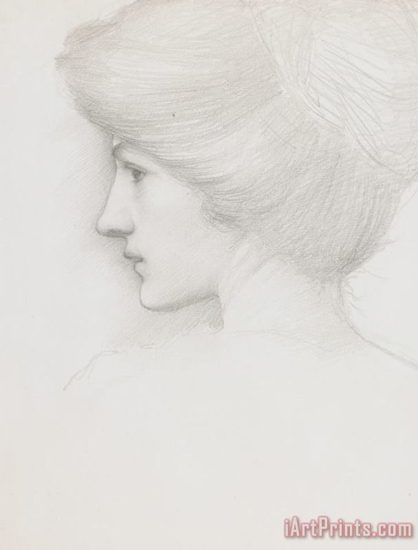 Sir Edward Coley Burne-Jones Study Of A Woman's Head Profile To Left Art Painting