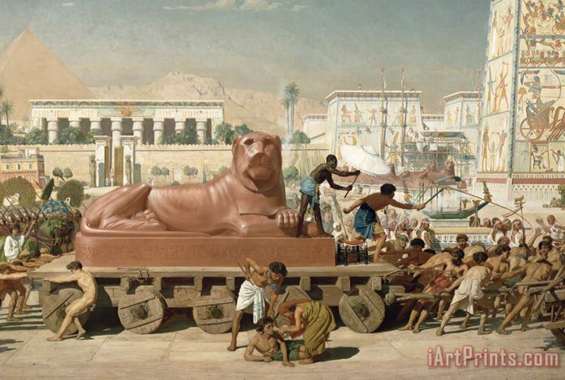 Sir Edward John Poynter Statue of Sekhmet being transported  detail of Israel in Egypt Art Print