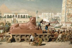Sports Art for sale - Statue of Sekhmet being transported  detail of Israel in Egypt by Sir Edward John Poynter