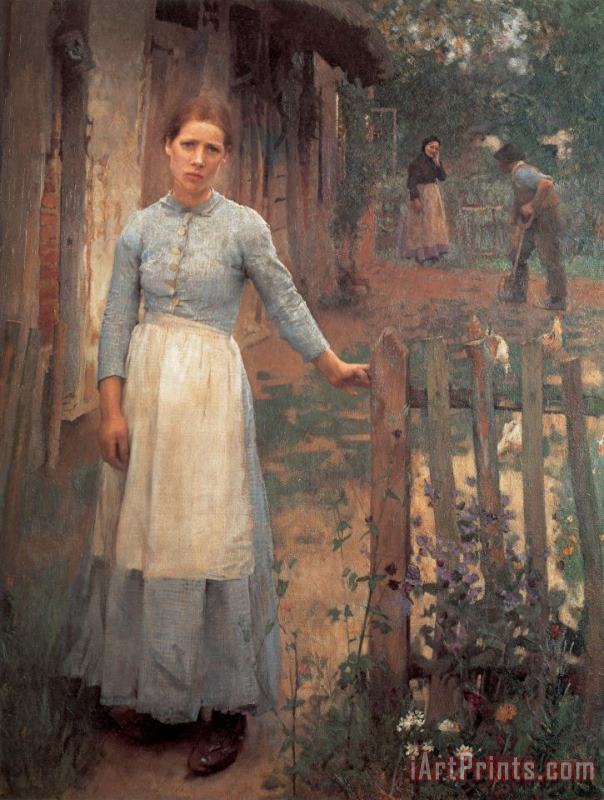 The Girl at The Gate painting - Sir George Clausen The Girl at The Gate Art Print