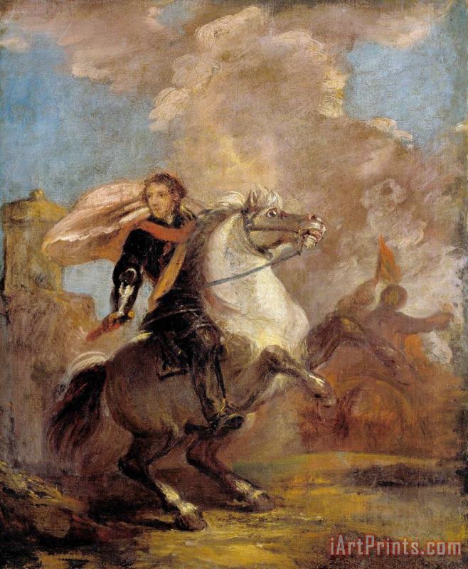 Sir Joshua Reynolds An Officer on Horseback Art Print