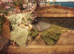 Sir Lawrence Alma-Tadema In a Rose Garden painting