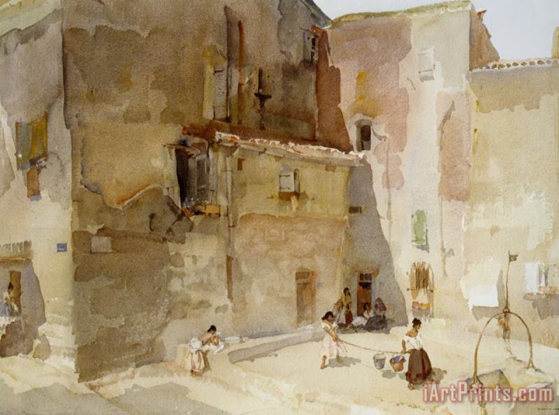 A Sunlit Square Languedoc painting - Sir William Russell Flint A Sunlit Square Languedoc Art Print