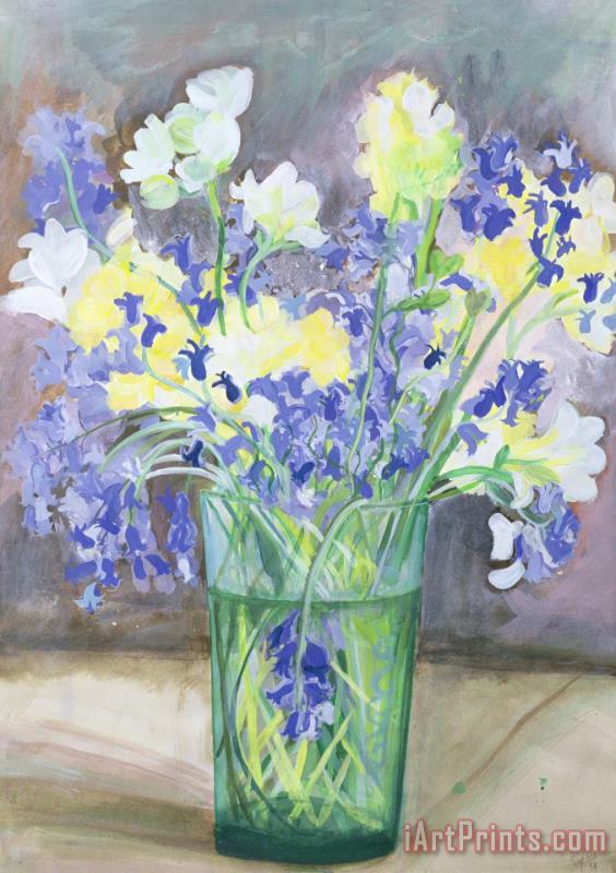 Sophia Elliot Bluebells And Yellow Flowers Art Painting