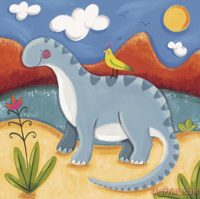 Baby Dippy The Diplodocus painting - Sophie Harding Baby Dippy The Diplodocus Art Print