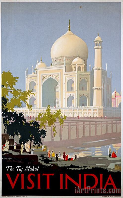 Visit India, The Taj Mahal painting - Spencer Bagdatopoulos Visit India, The Taj Mahal Art Print
